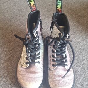 Dr. Martens Kids Silver Glitter Boots